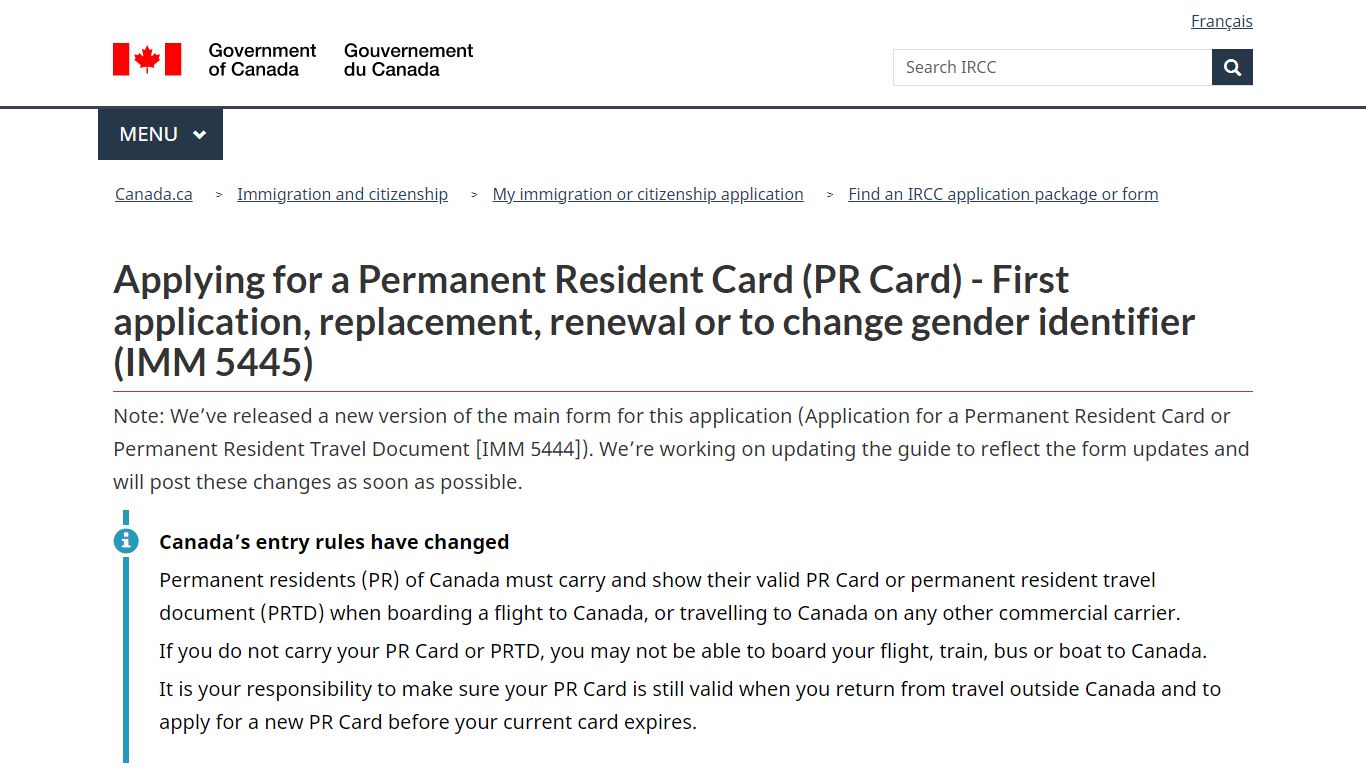 Applying for a Permanent Resident Card (PR Card) - First application ...
